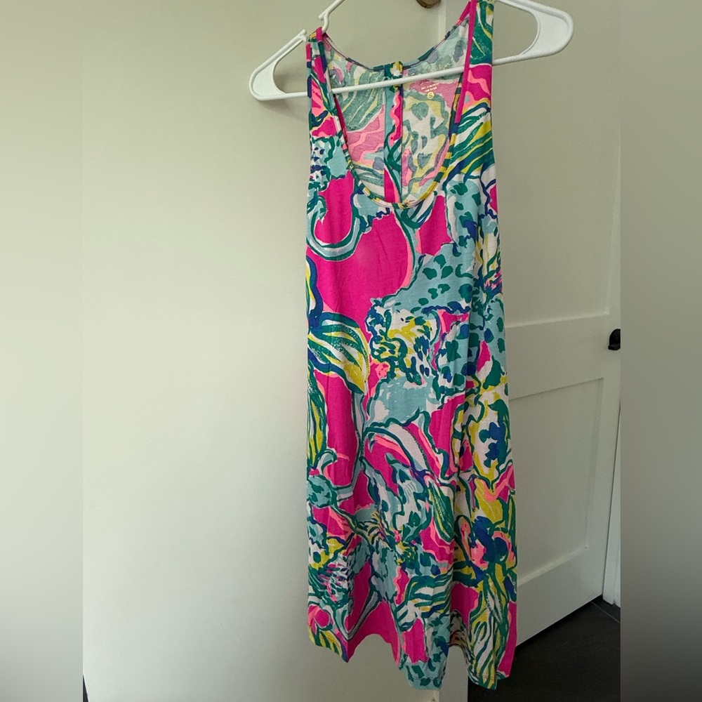 Lilly Pulitzer Pink and Green Floral Jersey Dress